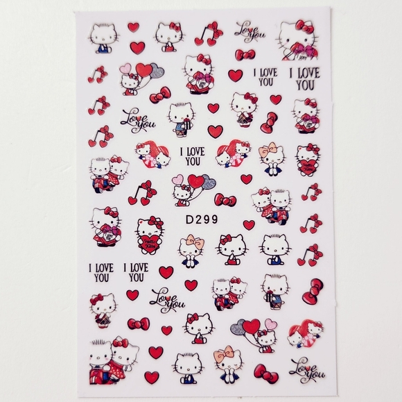 ⭐4/$15 I Love You Hello Kitty Nail Art Stickers - Picture 2 of 5